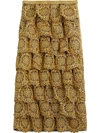 BURBERRY BURBERRY TIERED SILICONE LACE SKIRT - YELLOW