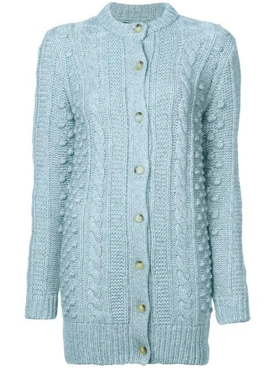 Alexa Chung Cable Knit Cardigan - 蓝色 In Blue & White