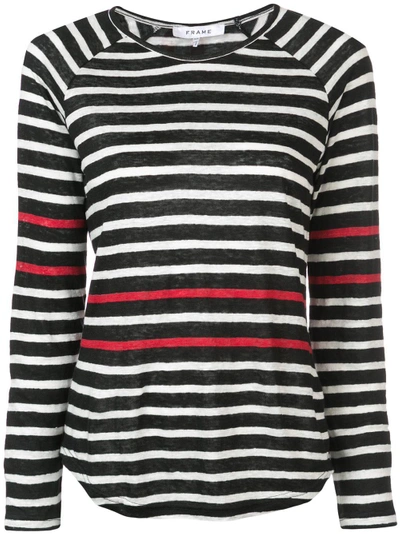 Frame Striped Longsleeved T-shirt In Black