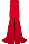 ALEX PERRY STRAPLESS SPLIT-FRONT CREPE GOWN