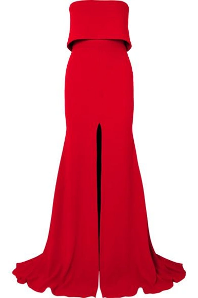 Alex Perry Strapless Split-front Crepe Gown In Red