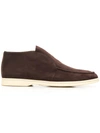 Loro Piana Open Walk Suede Boots In Brown