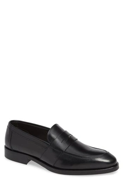 To Boot New York Devries Penny Loafer In Vitello Nero Leather