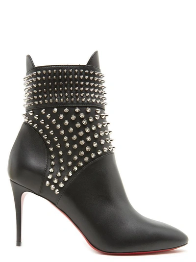 Christian Louboutin Hongroise 85 Spiked Leather Ankle Boots In Black