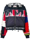 ICEBERG ICEBERG PATCHWORK DETAIL PUFFER JACKET - BLUE