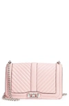 REBECCA MINKOFF 'CHEVRON QUILTED LOVE' CROSSBODY BAG - PINK,HS18LCQX08