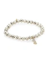 SYDNEY EVAN SMALL DOUBLE HEART 14K YELLOW GOLD, DIAMOND & PYRITE BRACELET,400099260882