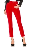 RE/DONE RE/DONE ORIGINALS VELVET HIGH RISE ANKLE CROP IN RED,REDR-WP9