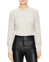 SANDRO SOYEUX CROPPED CABLE-KNIT SWEATER,S2741H