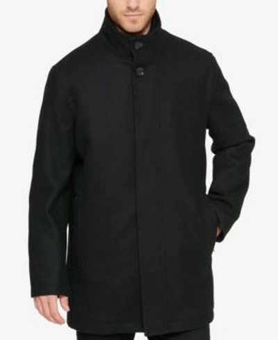 Cole Haan Melton Wool Blend Coat In Black