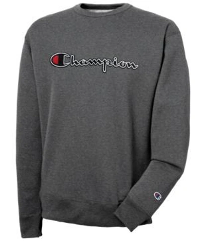 Champion Men's Powerblend Fleece Logo Sweatshirt In Granite