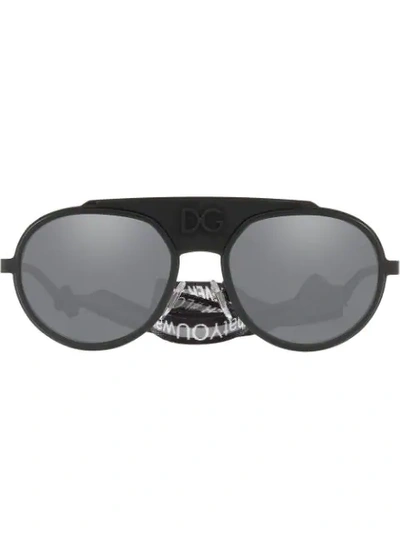 Dolce & Gabbana Pilotenbrille Mit Runden Gläsern In Silver