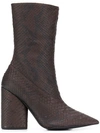 Yeezy Block Heel Ankle Boots In Brown