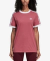 Adidas Originals Adicolor Cotton Three-stripe T-shirt In Maroon