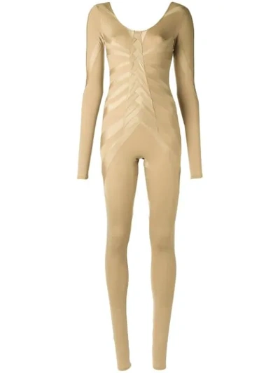 Amir Slama Ribcage-pattern Stretch Jumpsuit In Neutrals