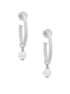 JUDITH RIPKA White Sapphire, Faux Pearl and Sterling Silver Hoop Earrings,0400098504333