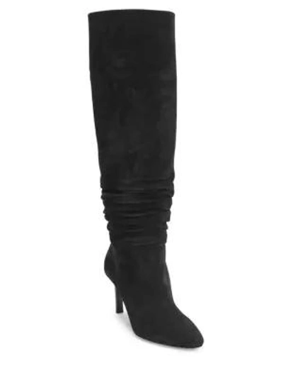 Saint Laurent Mica Suede Slouchy Boots In Black