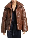 Nanushka Hide Oversized Quilted Vegan Leather Jacket In Root Beer