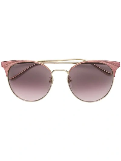 Gucci Eyewear Oversized Cat Eye Sunglasses - 金色 In Gold