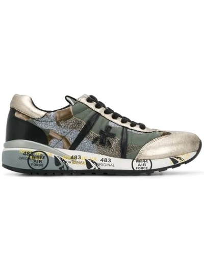 Premiata Green Leather And Fabric Roxane Sneakers