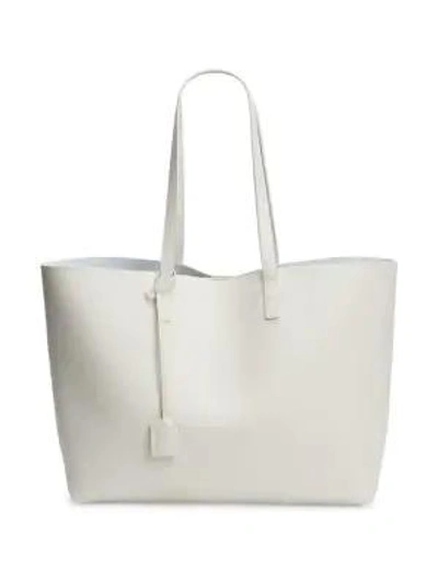 Saint Laurent Large Leather Shopping Tote Bag In White