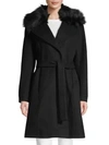 TAHARI FIONA FAUX FUR-TRIM WRAP COAT,0400099459727