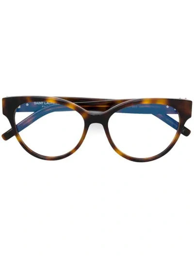 Saint Laurent Oval Shaped Glasses In Brown