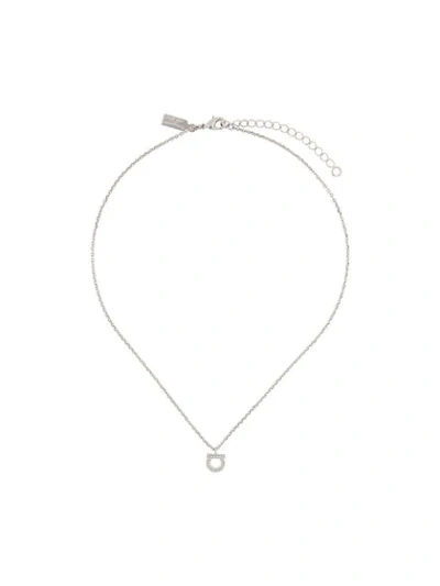 Ferragamo Gancio Crystal-embellished Necklace In Metallic