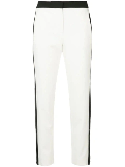 Tibi Anson Skinny Stretch Tuxedo Trousers In White