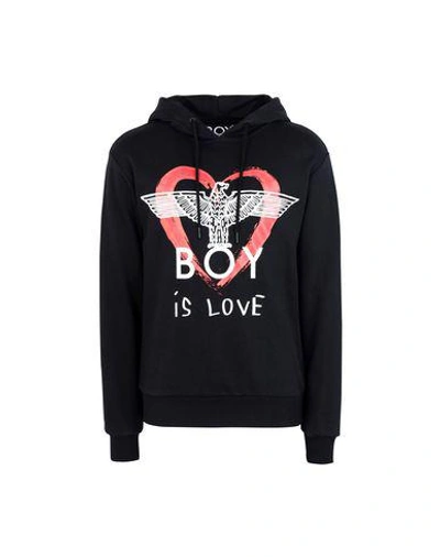 Boy London Boy Is Love Printed Hooded Sweatshirt In Black