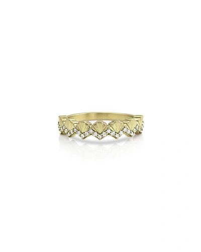 Dominique Cohen 14k Gold Diamond Deco Fan Ring