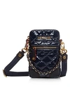 Mz Wallace Crosby Micro Lacquer Crossbody In Navy/gold