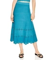 SANDRO ROSY EYELET-DETAIL MIDI SKIRT,J2534E