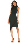 MILLY MILLY ANGLED FRINGE DRESS IN DARK GREEN.,MILL-WD910