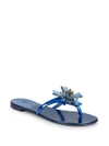 GIUSEPPE ZANOTTI Crystal Flower Metallic Thong Sandals,0400099697499