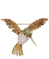 KOJIS GOLD GEMSTONE HUMMINGBIRD BROOCH