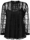 JUST CAVALLI CHECKED PATTERN SHEER TOP