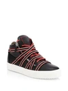 GIUSEPPE ZANOTTI MEN'S MID-TOP STRAP LEATHER SNEAKERS,0400099379997