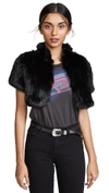 Jocelyn Felicity Rabbit Fur Shrug In Black