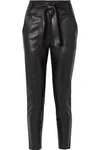 VERONICA BEARD FAXON BELTED LEATHER SLIM-LEG PANTS