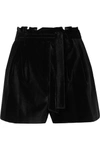 ALICE AND OLIVIA LAURINE BELTED VELVET SHORTS