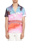 BALMAIN Beach-Print Short-Sleeve Shirt