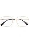 FENDI SQUARE-FRAME GOLD-TONE OPTICAL GLASSES