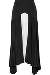 GIVENCHY ASYMMETRIC PLEATED TWO-TONE SILK CREPE DE CHINE MAXI SKIRT