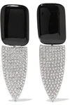SAINT LAURENT Smoking silver-tone, resin and crystal clip earrings