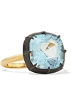 FRED LEIGHTON COLLECTION 18-KARAT GOLD, STERLING SILVER AND TOPAZ RING