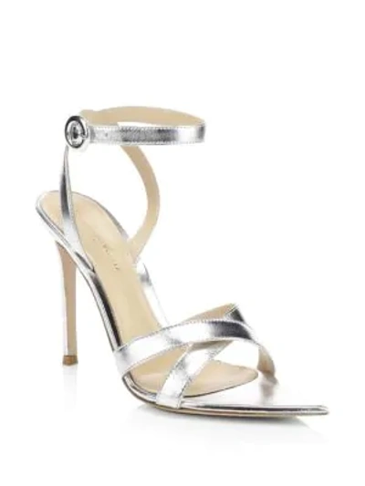 Gianvito Rossi Metallic Leather Ankle-strap Sandals In Silver