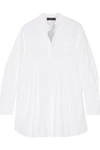 CALVIN KLEIN COLLECTION CALVIN KLEIN COLLECTION WOMAN BELTED PLEATED COTTON-POPLIN TUNIC WHITE,3074457345616770568