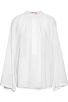 MICHAEL KORS GATHERED COTTON-GAUZE BLOUSE,3074457345619637766