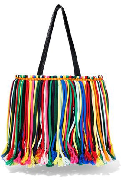 Emilio Pucci Woman Fringed Leather-trimmed Macramé Tote Multicolor
